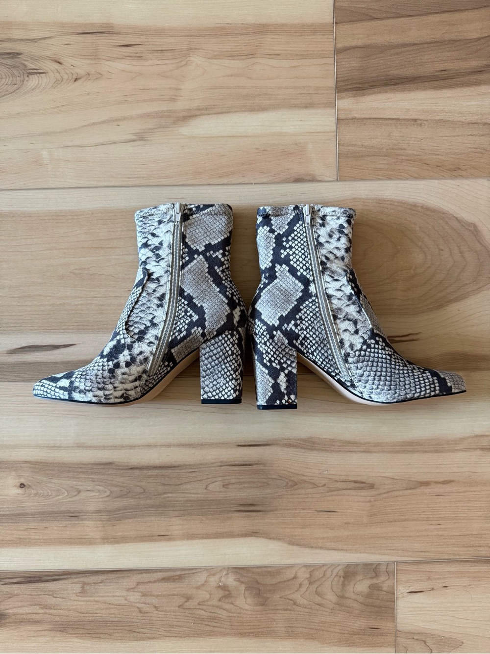 Steve Madden Evana Snake-Print Block Heel Ankle Boots - Size 7.5